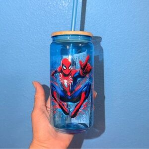 Free People Blue Spider Graphic Tumbler with Straw